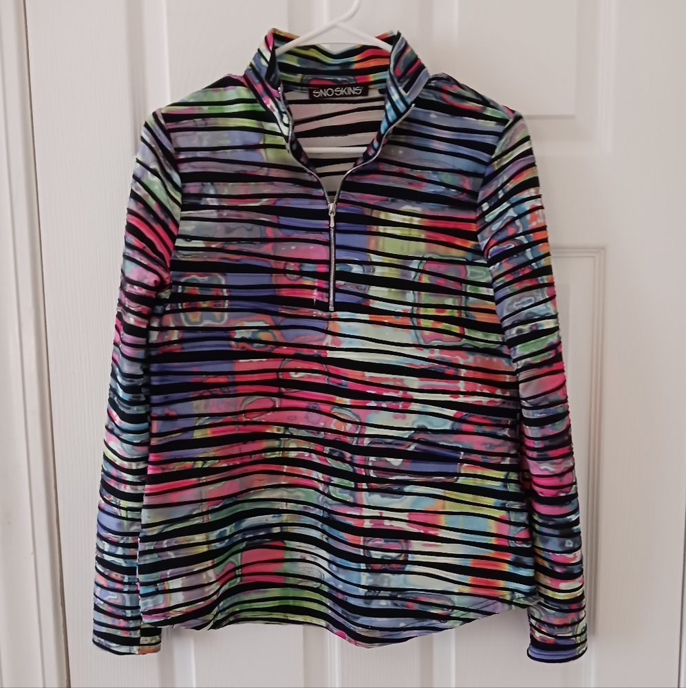 New Snoskins 1/4 Zip Mock Neck Mid Layer Pullover Size M